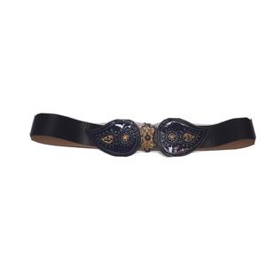 ETRO purple Leather Belt  Metal Hook Buckle Size 34.5”